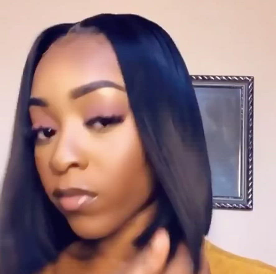 Pauline Bob Wig: Peruque Carré - Closure 5x5 Straight Hair - Black