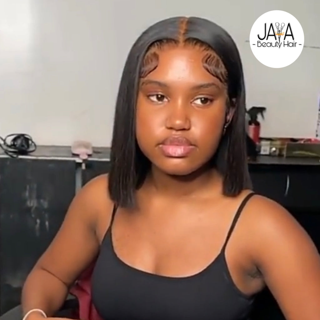 Pauline Bob Wig: Peruque Carré - Closure 5x5 Straight Hair - Black