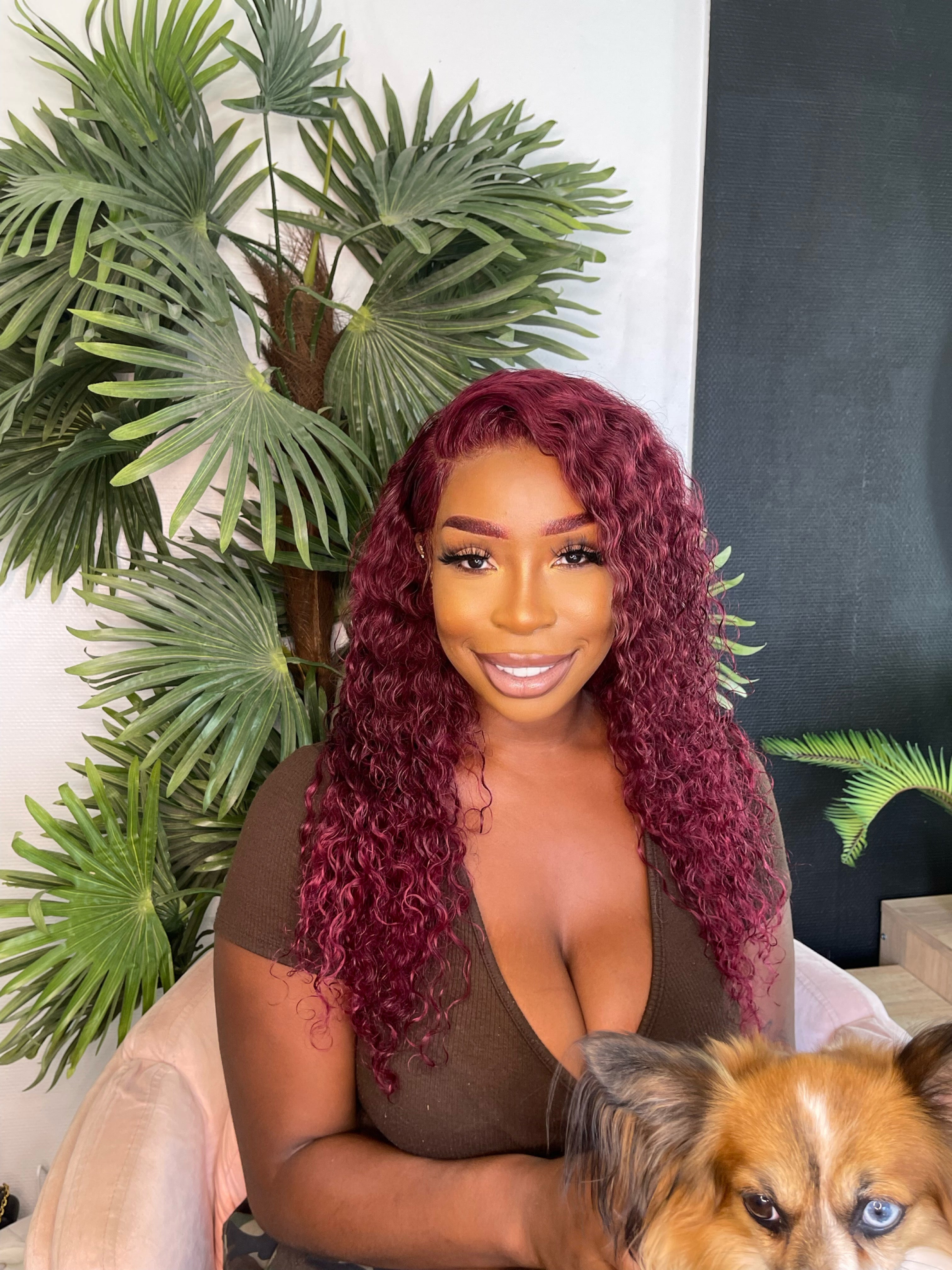 Perruque Melissa - Cheveux Bouclés Bordeaux / Melissa Wig - Curly Hair Burgundy